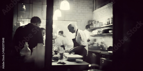 Vibrant Kitchen Action with Gourmet Meal Preparation