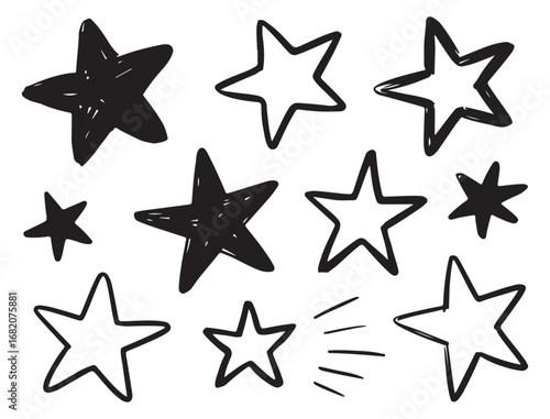 Hand-Drawn Star Collection: Versatile Design Elements