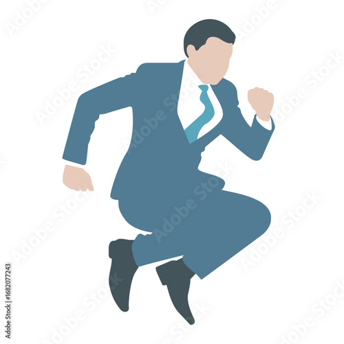 ビジネスマンの躍動的なジャンプイラスト