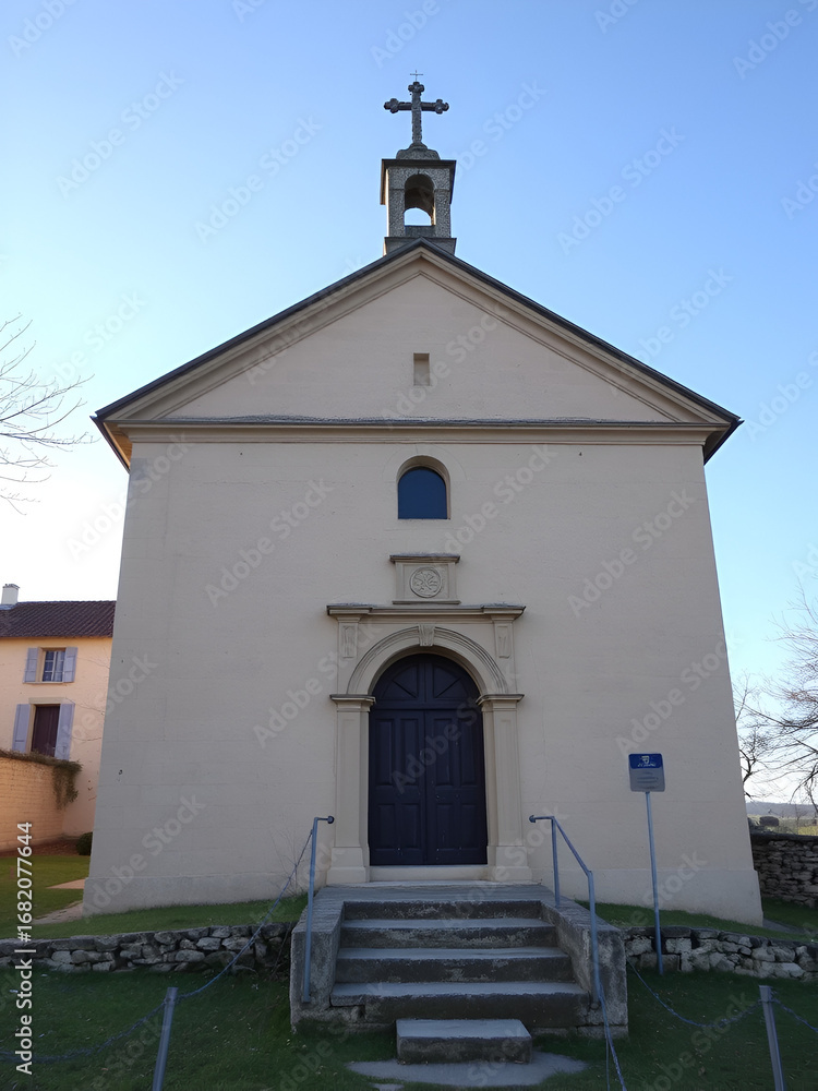 Obraz premium Cailhau - Millenary village in Occitanie. The church of Saint Christophe built on the site of a castle in Small village of Cailhau village located between Limoux and Carcassone.