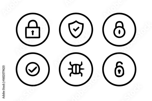 Grid of Minimalist Icons Representing Technology and Communication vector