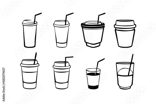 Hand Drawn Minimalist Line Art Illustration of a Grid of Musical Notes treble clef bass clef
