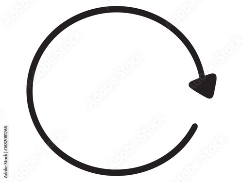 丸い回転している矢印1本の手書きイラスト(ベクター)