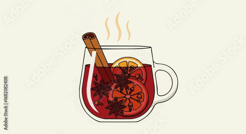 Christmas 2025  delicious mulled wine recipe with cinnamon sticks and orange slices for christmas and winter holidays vector