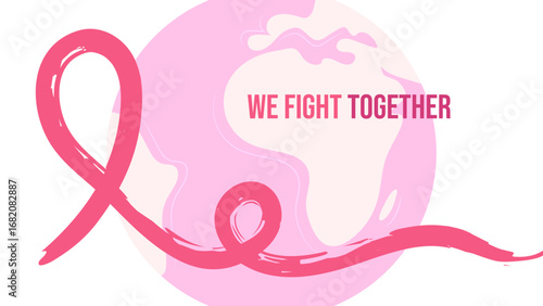 Breast Cancer Awareness Month. Pink ribbon symbol. Design postcard, banner, poster, and social media post. Vector illustration.
