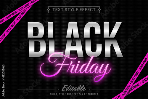 Editable Black Friday Text Effect with Neon Pink and Silver Style