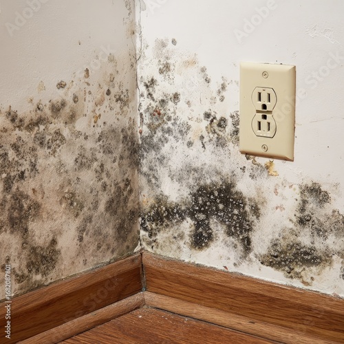 Moldy Corner Wall With Electrical Outlet