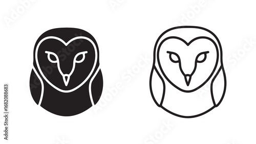Owl head icon outline and filled style