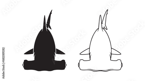 Hammerhead shark silhouette with transparent background