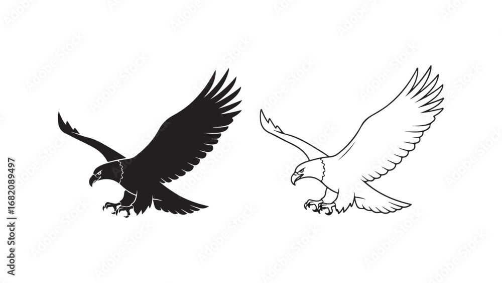 Obraz premium Flying eagle outline with transparent background