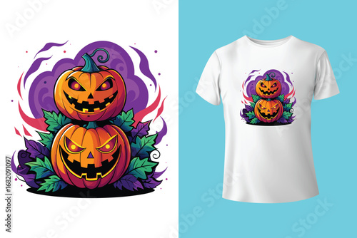 Gothic halloween t shirt design with bats and skeletons