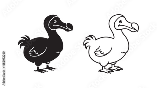Dodo bird outline and silhouette for design