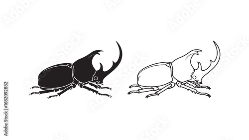Stag beetle outline with transparent background