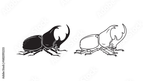 Stag beetle outline and solid color with transparent background