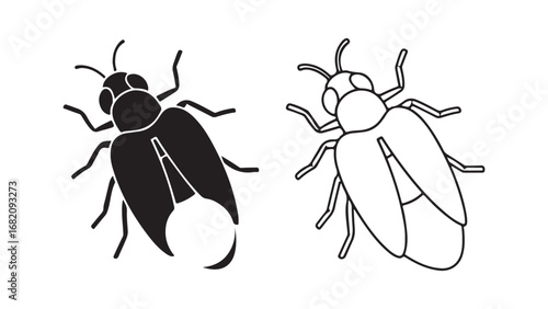 Black and white bee outline with transparent background
