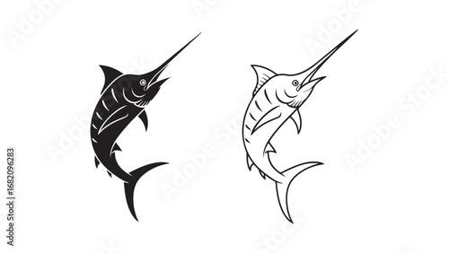 Marlin fish outline with transparent background