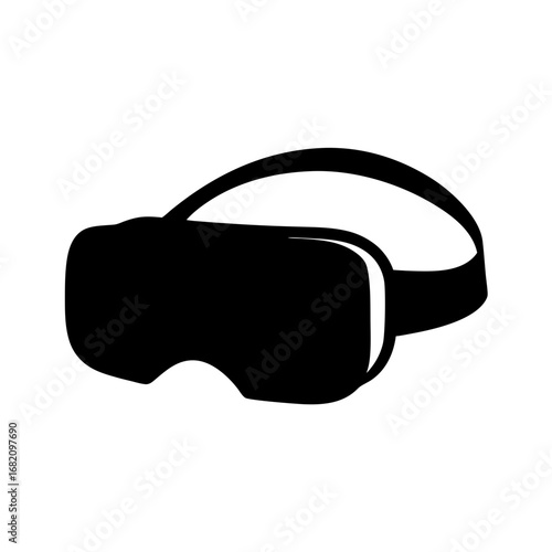Black and white VR headset illustration for virtual reality exploration technology