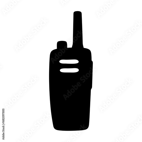 Simple black silhouette of a modern walkie talkie communication device