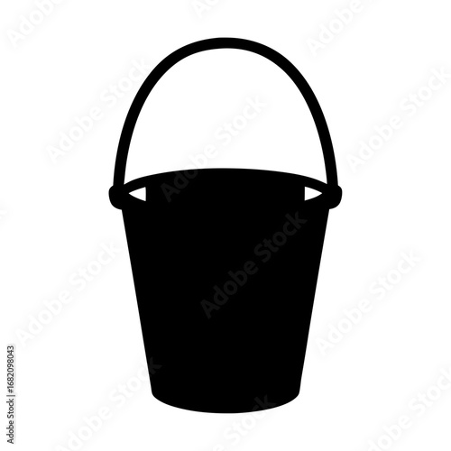 Silhouette of a traditional bucket with handle against a white background