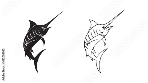 Marlin fish outline with transparent background