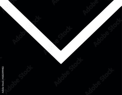 Simple black envelope icon with white v shape folded closure for communication and messaging