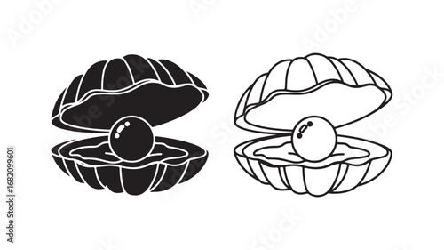 Oyster with pearl with transparent background