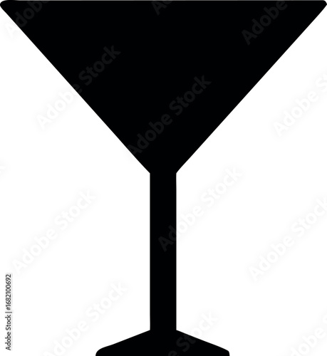 Simple black silhouette of a martini glass on a white background