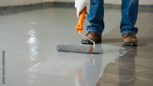 Epoxy floor coating application with roller process for home improvement