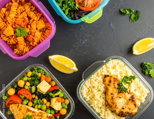 Wallpaper Mural Healthy lunch containers with various meals Torontodigital.ca