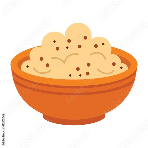 Bowl of porridge. Isolated white background. Flat style vector illustration