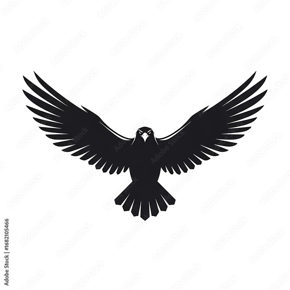 Fototapeta premium Stylized Black Eagle Silhouette with Outstretched Wings