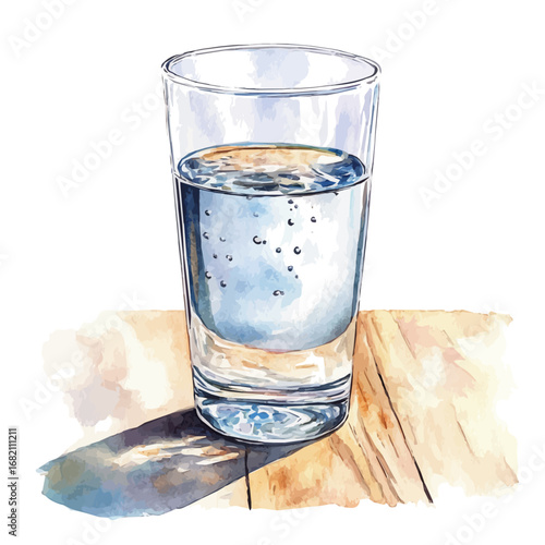 watercolor of Fresh Spring Water, vector, isolated on a white background.