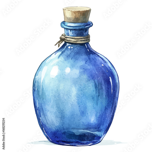 Fresh Spring Water, watercolor painting vector, isolated on a white background.