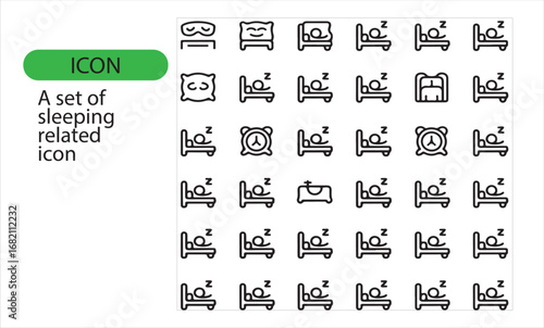 Sleeping and Rest Icon – Bedtime, Relaxation, and Night Symbol
