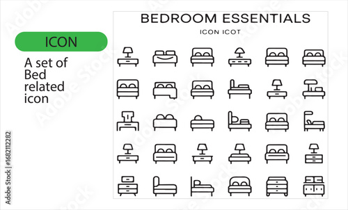 Bed Icon – Furniture, Rest, and Sleeping Symbol