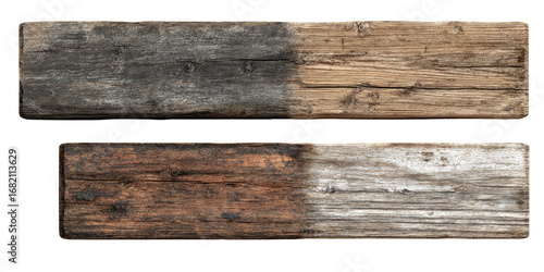 Two weathered wooden planks, contrasting tones