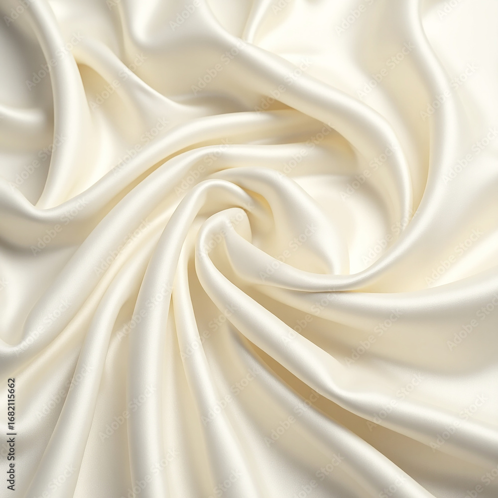 Obraz premium Smooth white satin silk fabric with a shiny wavy texture