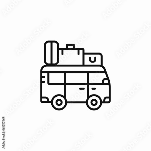 bus suitcases three trip journey icon sign vector