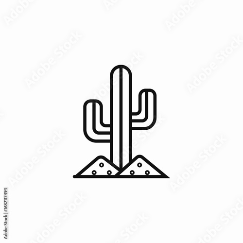 cactus on sandy soil icon sign vector