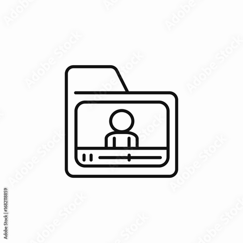 folder with video player window showing person for video content storage and organization icon sign vector