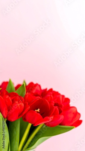 Red tulips bouquet close-up