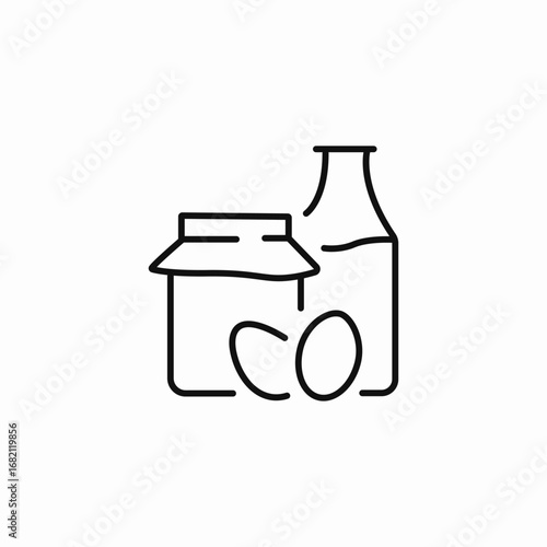 jar of jam bottle of milk two eggs icon sign vector