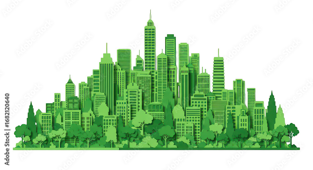 Fototapeta premium Green Cityscape Ecofriendly Urban Design