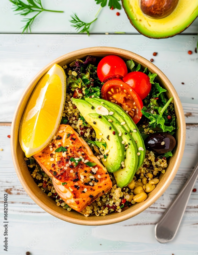 custom made wallpaper toronto digitalHealthy Salmon Bowl with Quinoa and Avocado