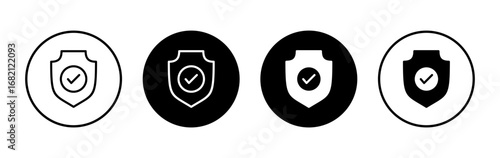 Shield check mark icon symbol for apps and websites. Protection approve sign. Insurance icon