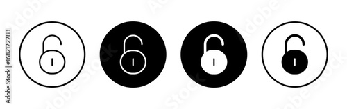 Unlock icon symbol for apps and websites. Unlock sign and symbol. unlocked padlock icon