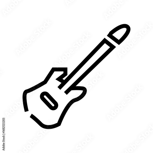 Black outline of an electric guitar, symbol of music and rock