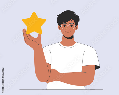 Achieve Excellence  A Man Holding a Star, Symbolizing Success
