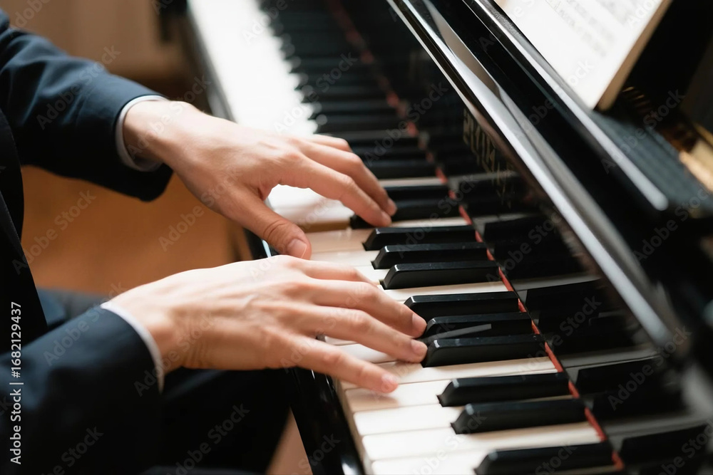 Fototapeta premium Pianist hands playing a grand piano