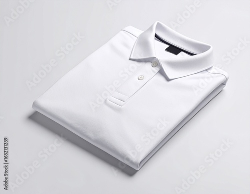 Crisp White Polo Shirt Perfectly Folded, Ready to Wear